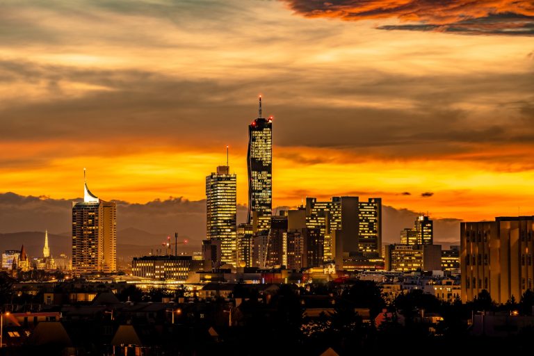 Dramatic colorful clouds in Vienna