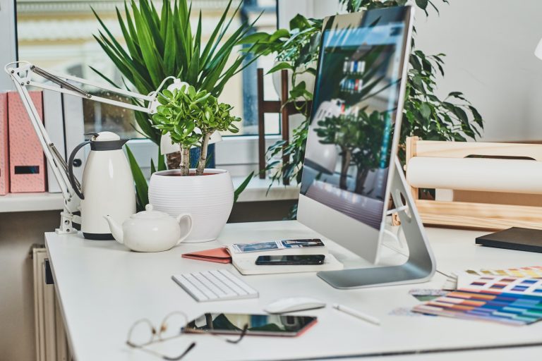 Nice bright office with computer on the table